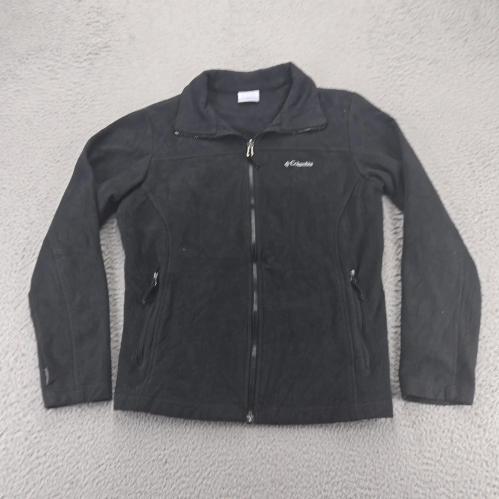 Columbia Jacket Womens Large Black Fleece Full Zip Pockets Long‎ Sleeve